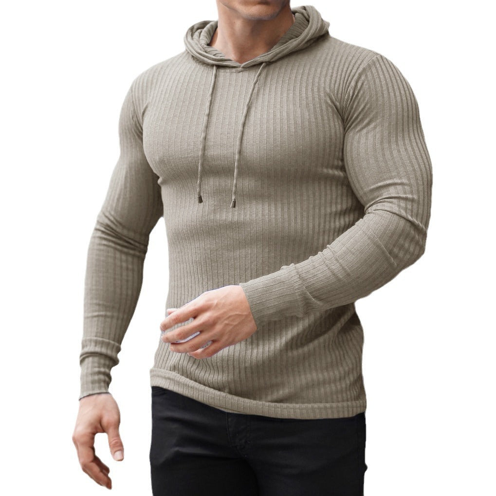 Herren Langarm Hoodie Sportlich Strukturiert Baumwolle