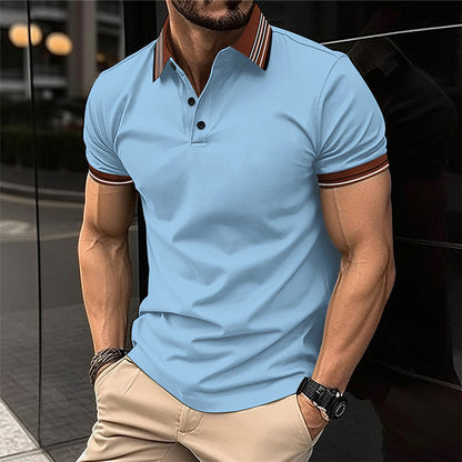 Herren Poloshirt Kurzarm Modern Kragen Kontrastdetails Eleganz