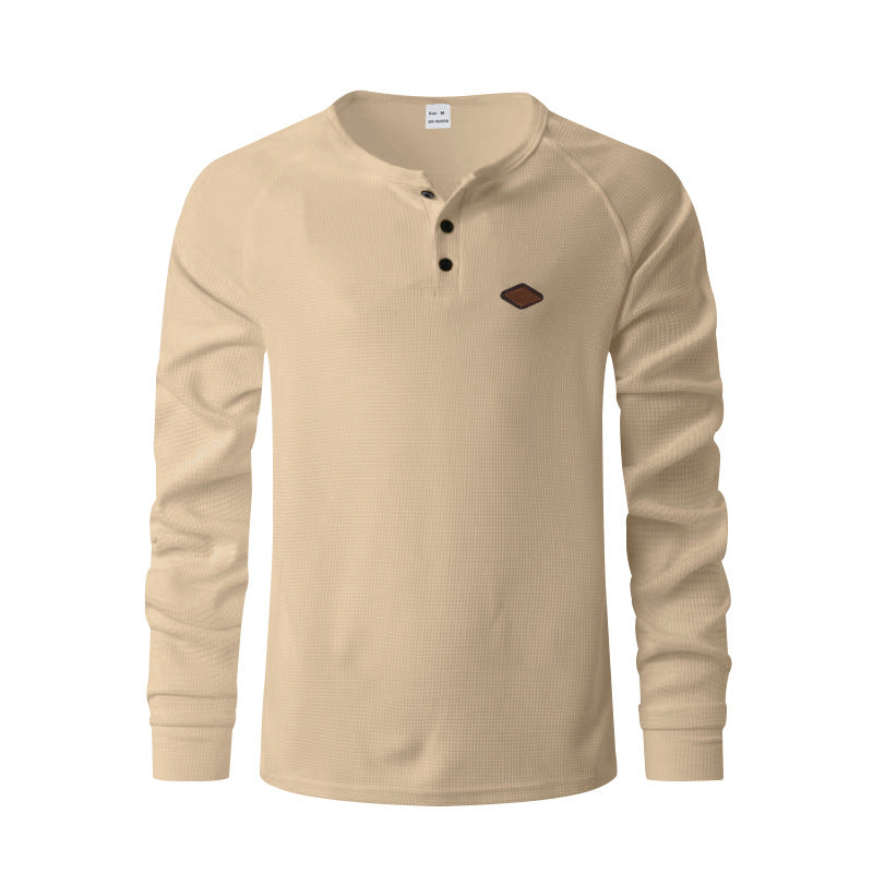 Herren Langarmshirt Weich Baumwolle Modern Knöpfe