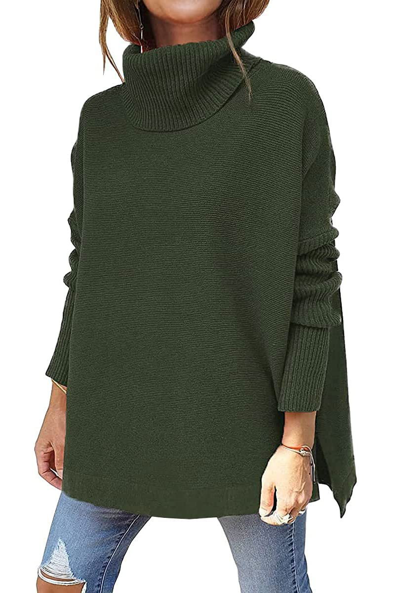 Damen Rollkragenpullover Oversized Großmasche Strick