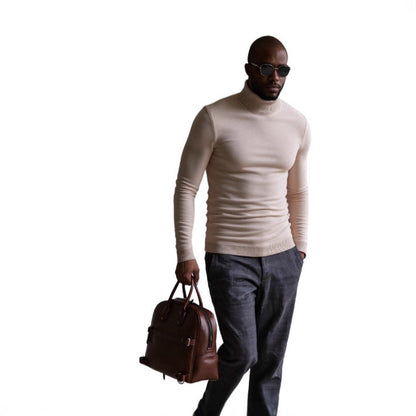 Herren Rollkragenpullover Fein Strukturiert Elegangt