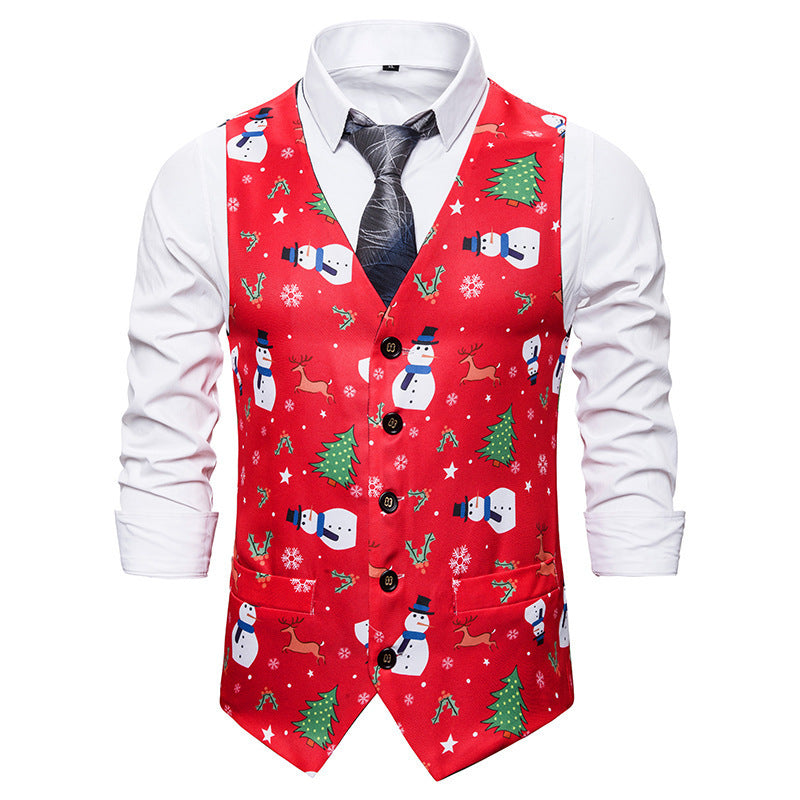 Herren Weihnachtsweste Lebhaftes Design Rot Gold