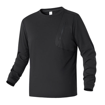 Herren Langarm-Shirt Funktionell mit Brusttasche Praktisch