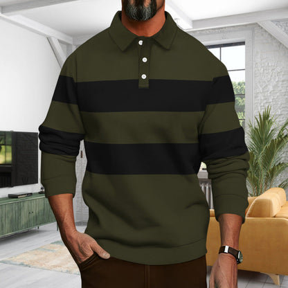 Herren Polohemd Langarm Modern Streifenmuster Elegant