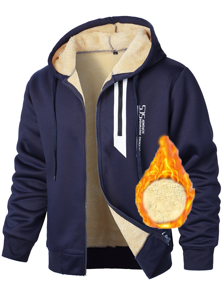 Herren Fleece-Jacke Warm Kapuzenjacke Mit Taschen