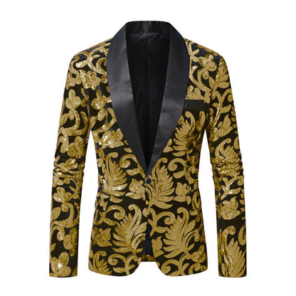 Herren Blazer Pailletten mit Floralem Design Elegant