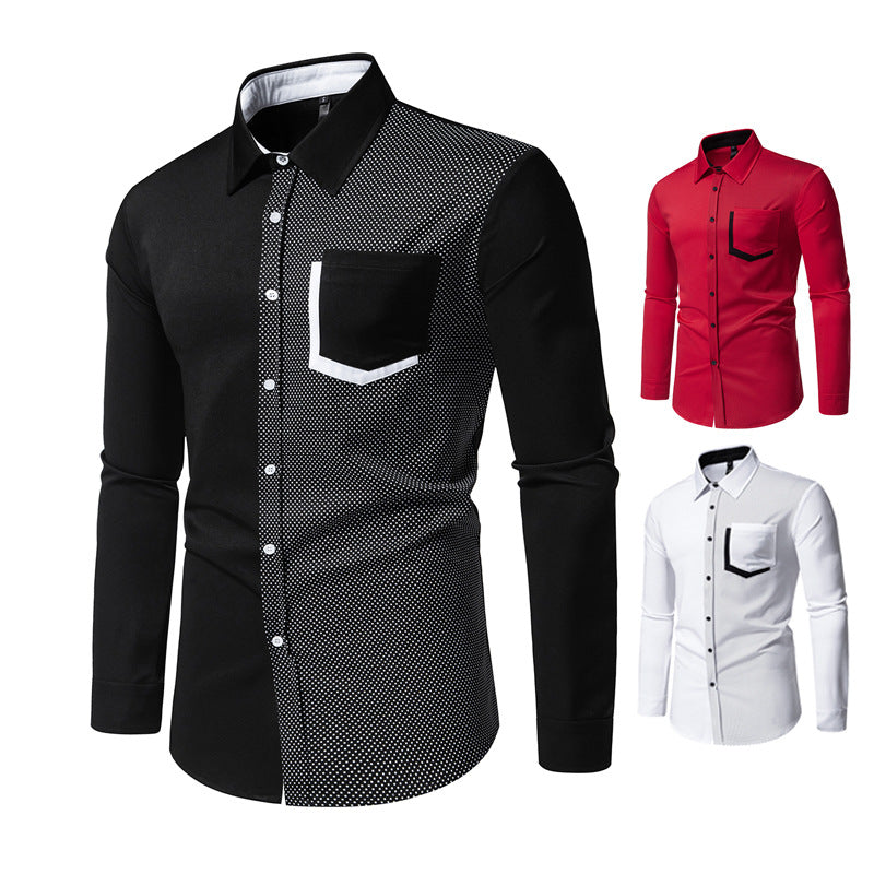 Herren Langarmhemd Modern mit Kontraststreifen und Brusttasche - BerlinGlamour