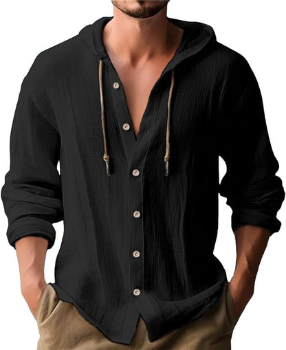 Herren Langarmhemd mit Kapuze Modern Trendy