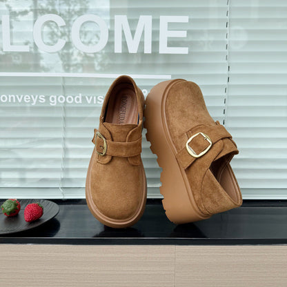 Damen Mokassins Plateau Schuhe mit Riemen Verstellbar Modern