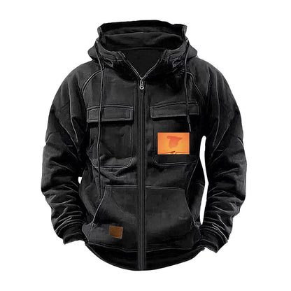 Herren Kapuzenjacke Multifunktionsjacke Praktisch Mit Taschen