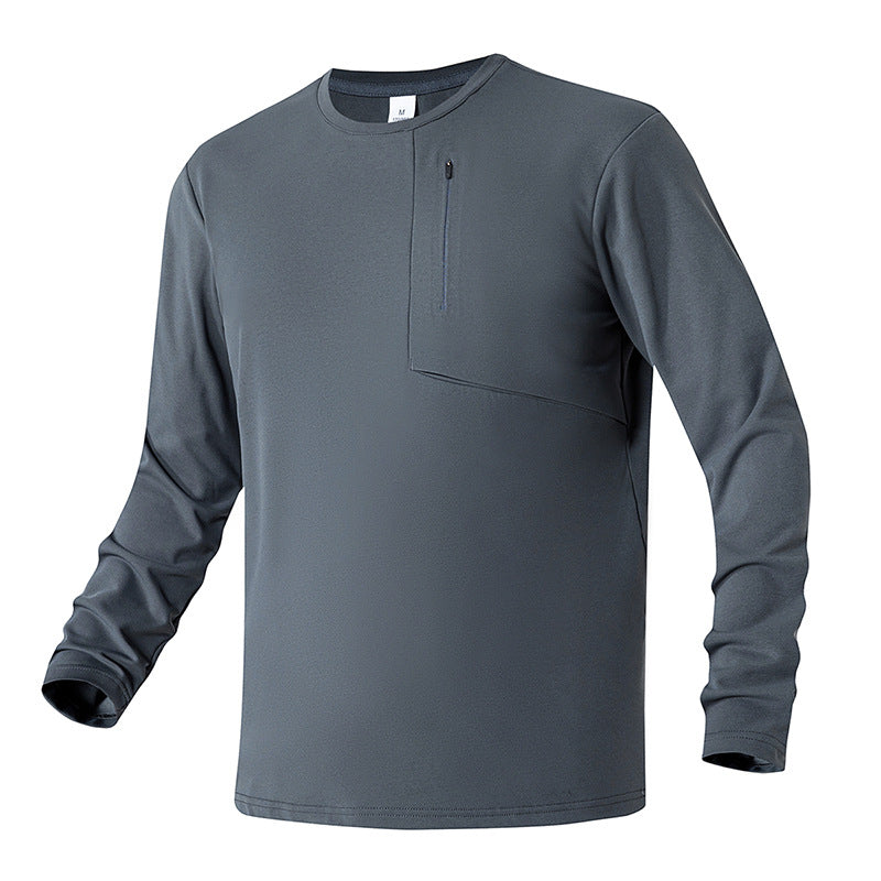 Herren Funktionsshirt Atmungsaktiv Reißverschluss Tasche Sport