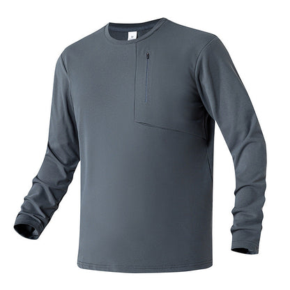 Herren Funktionsshirt Atmungsaktiv Reißverschluss Tasche Sport