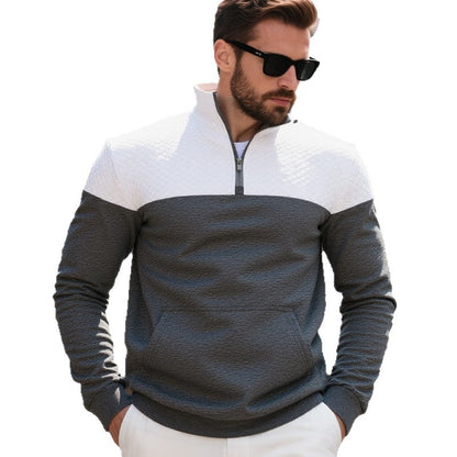 Herren Fleece Pullover Halbhoch Warm Strukturiert