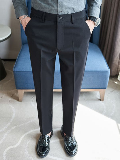 Herren Anzughose Slim Fit Streifenmuster Elegant