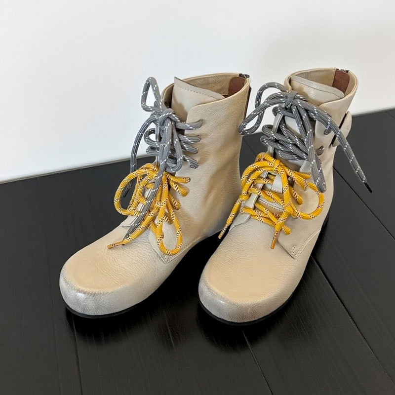 Damen Stiefel Schnürboots Mit Zierkordeln Modern