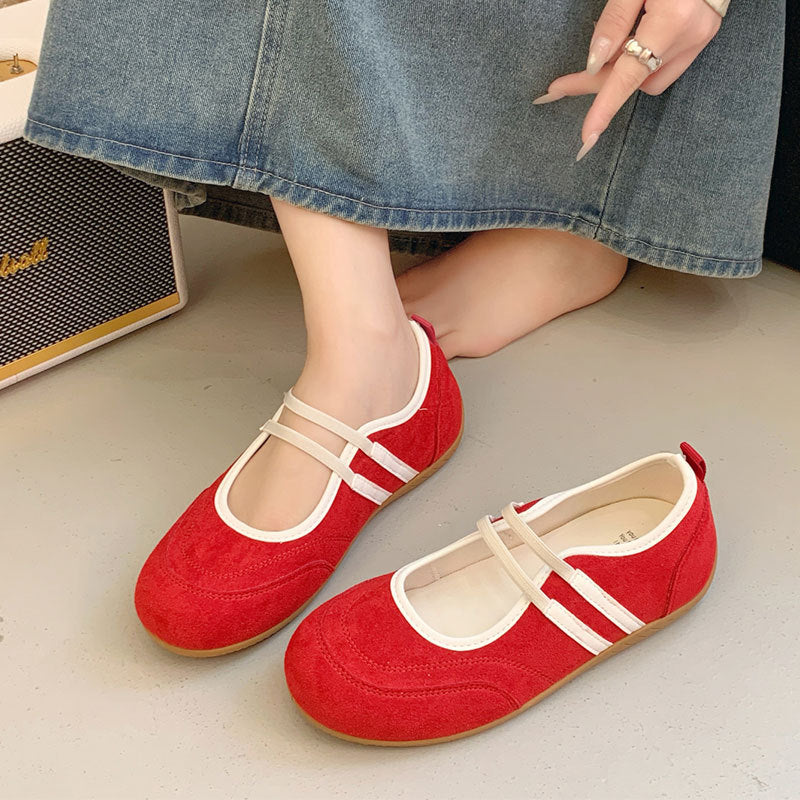 Damen Ballerinas Bequem Elastisch Warm