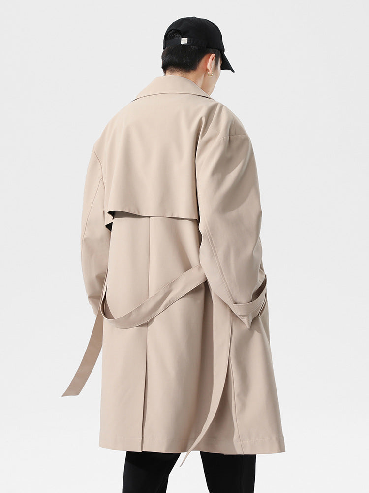 Herren Trenchcoat Slim Fit Khaki Herbst Mantel Modern - BerlinGlamour