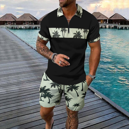 Herren Polohemd Elegant Geschnitzt mit Shorts Sommer