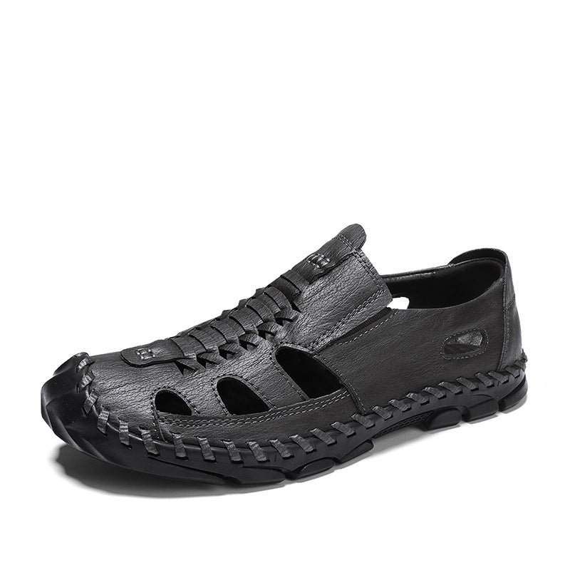 Herren Sandalen Leder Offen mit Riemen Sommer