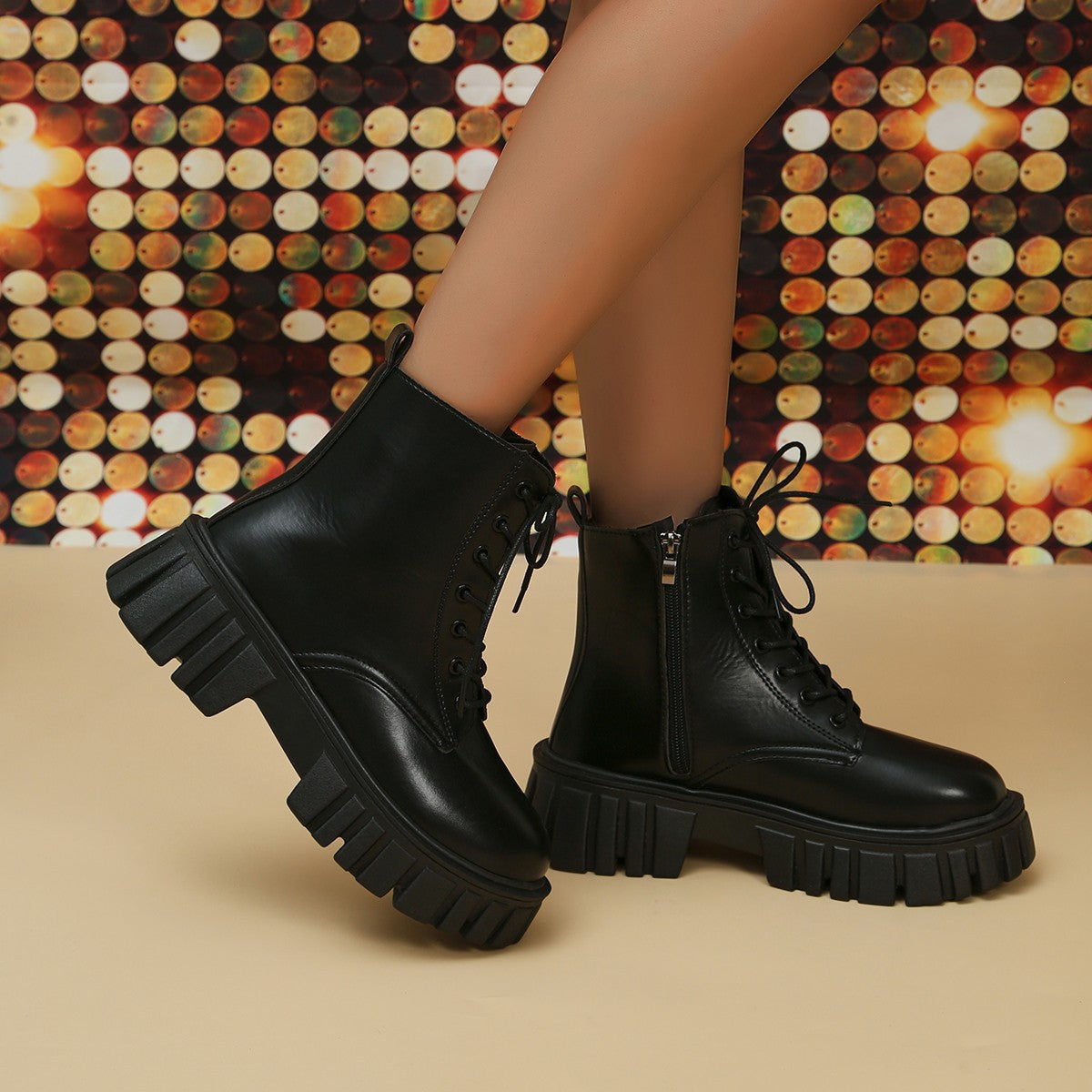Damen Stiefel Chunky Boots Robust Reißverschluss Winter - BerlinGlamour