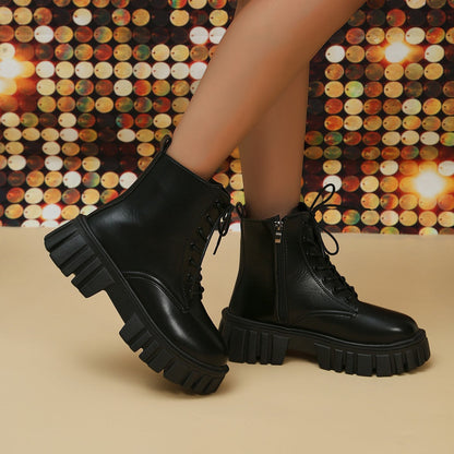 Damen Stiefel Chunky Boots Robust Reißverschluss Winter - BerlinGlamour