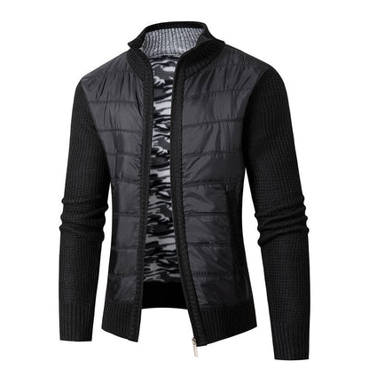 Herren Jacke Modern Stehkragen Strukturiert Schwarz