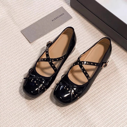 Damen Ballerinas mit Riemchen und Glitzersteinen