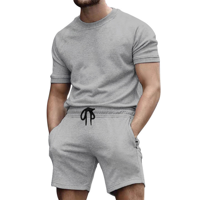 Herren Sportanzug Kurzarm Oberteil Bequeme Sports Shorts