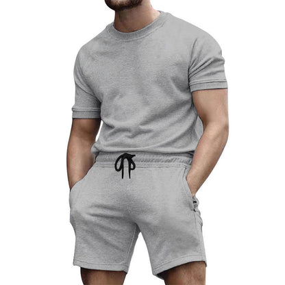 Herren Sportanzug Kurzarm Oberteil Bequeme Laufshorts