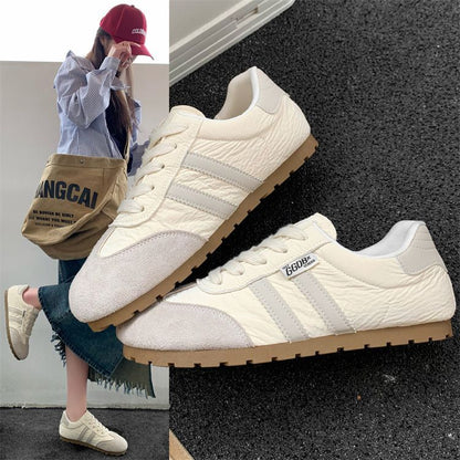 Damen Sneaker Retro Sportlich Leder Schuhe