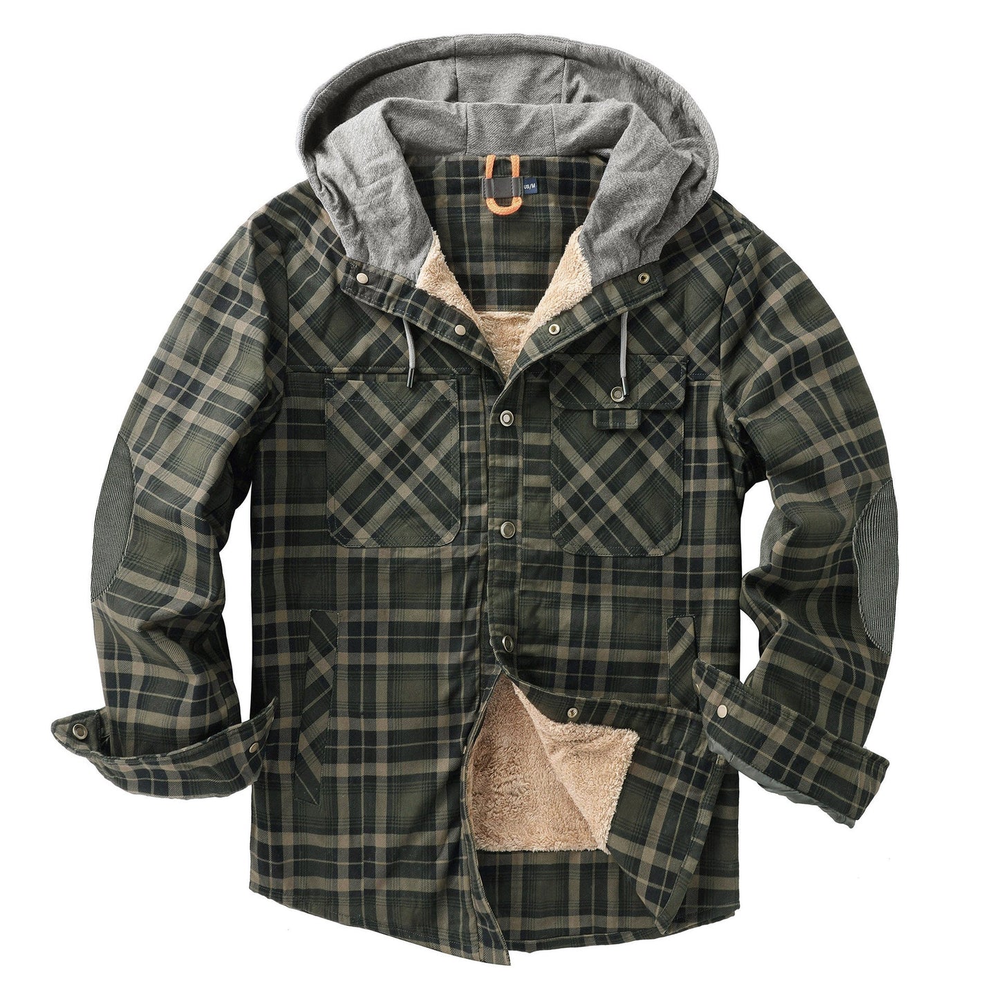 Herren Flanelljacke Weich Kapuze Warm Winter