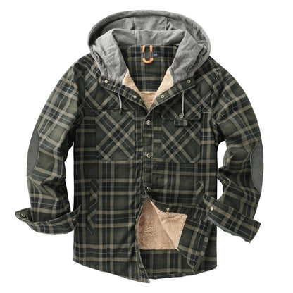 Herren Flanelljacke Weich Kapuze Warm Winter