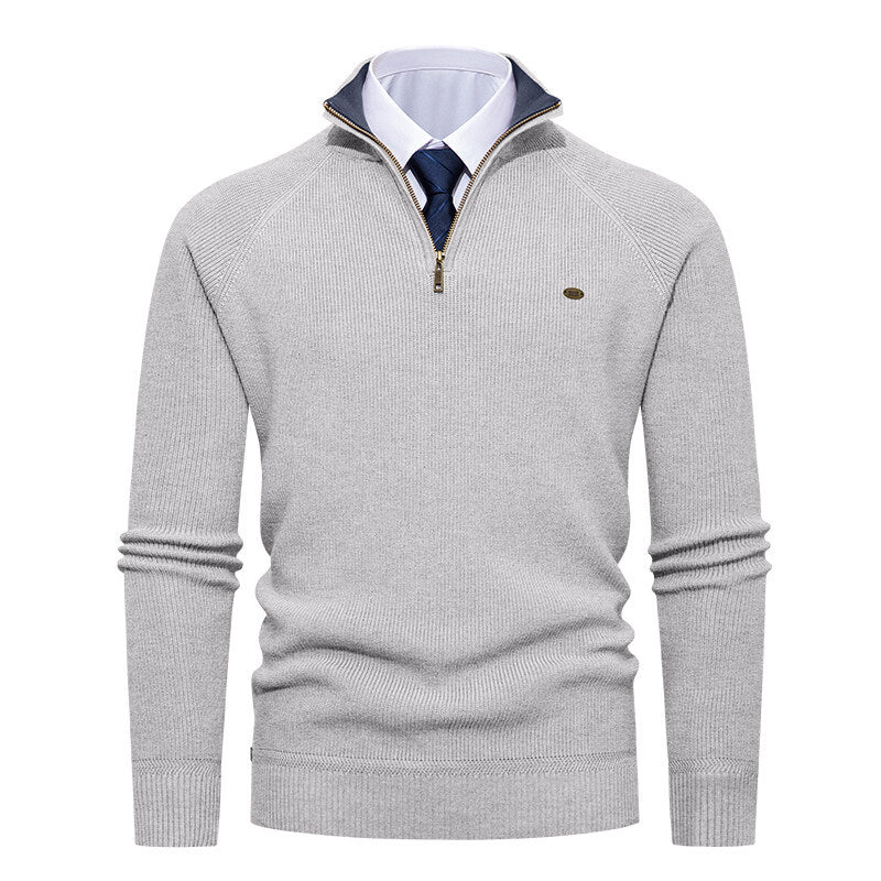 Herren Strickpullover Eleganter Stehkragen Reißverschluss Modern
