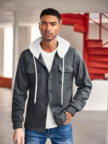 Herren Hybrid-Jacke Modern mit Abnehmbarer Kapuze und Taschen