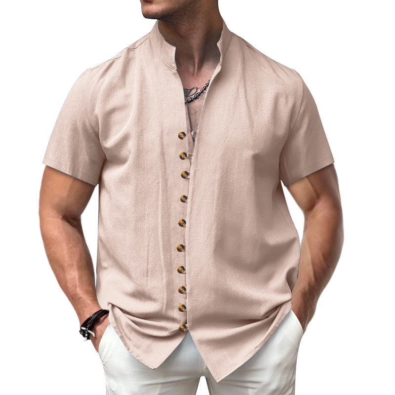 Herren Kurzarmhemd Modern Stehkragen Elegant