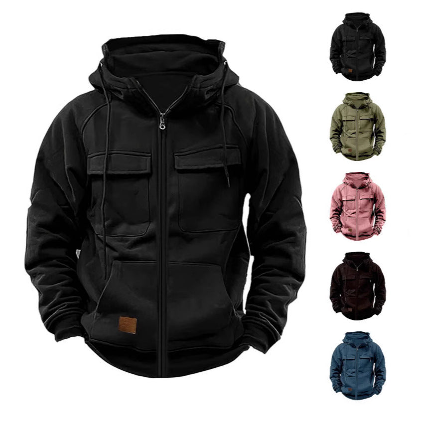 Herren Fleecejacke Warm mit hohem Kragen und Taschen - BerlinGlamour