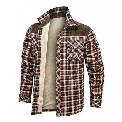 Herren Flanellhemd Karomuster Warm Innenfutter Winter - BerlinGlamour
