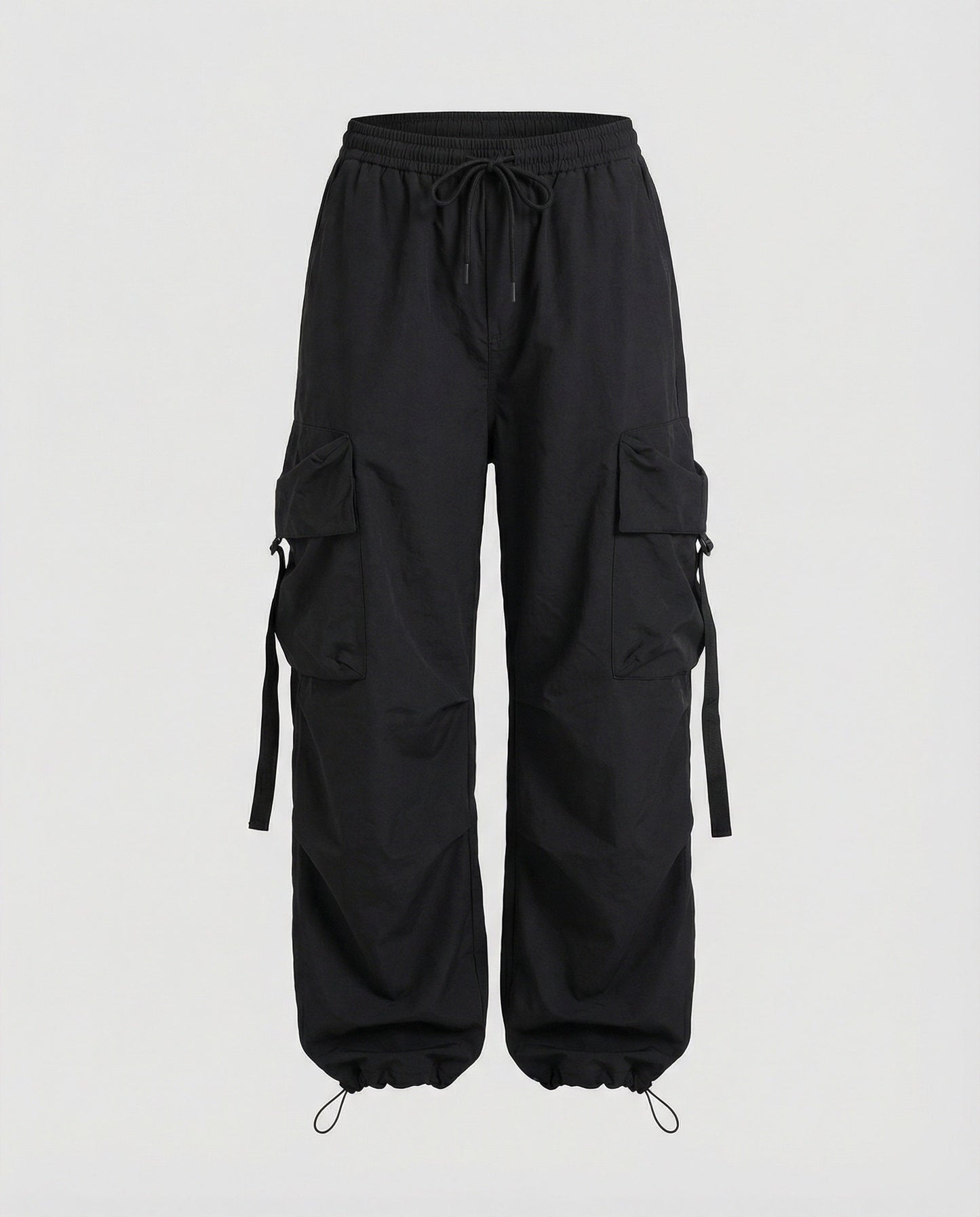 Weite Damen Cargo-Hose mit Elastikbund und Kordelzug