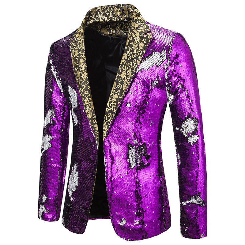 Herren Blazerjacke Glitzer Pailletten Übergröße