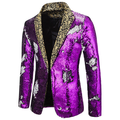 Herren Blazerjacke Glitzer Pailletten Übergröße