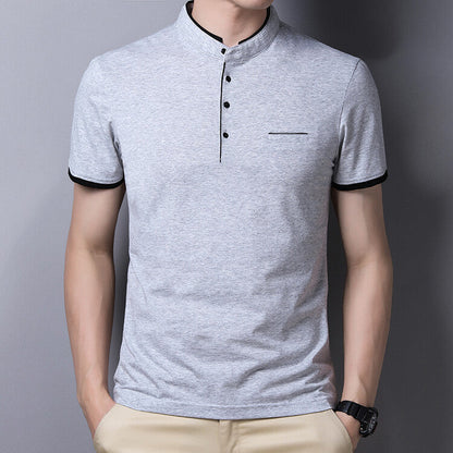 Herren Poloshirt Modern Stehkragen Kontrastfarben Slimfit