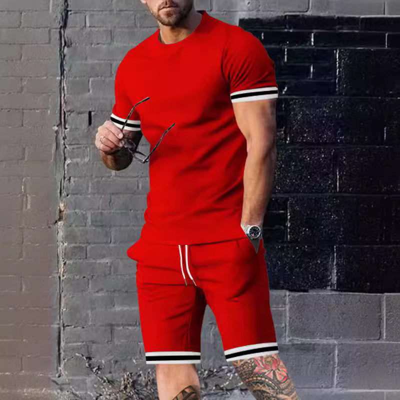 Herren Sportset Kurzarmshirt Freizeit Shorts Sportlich