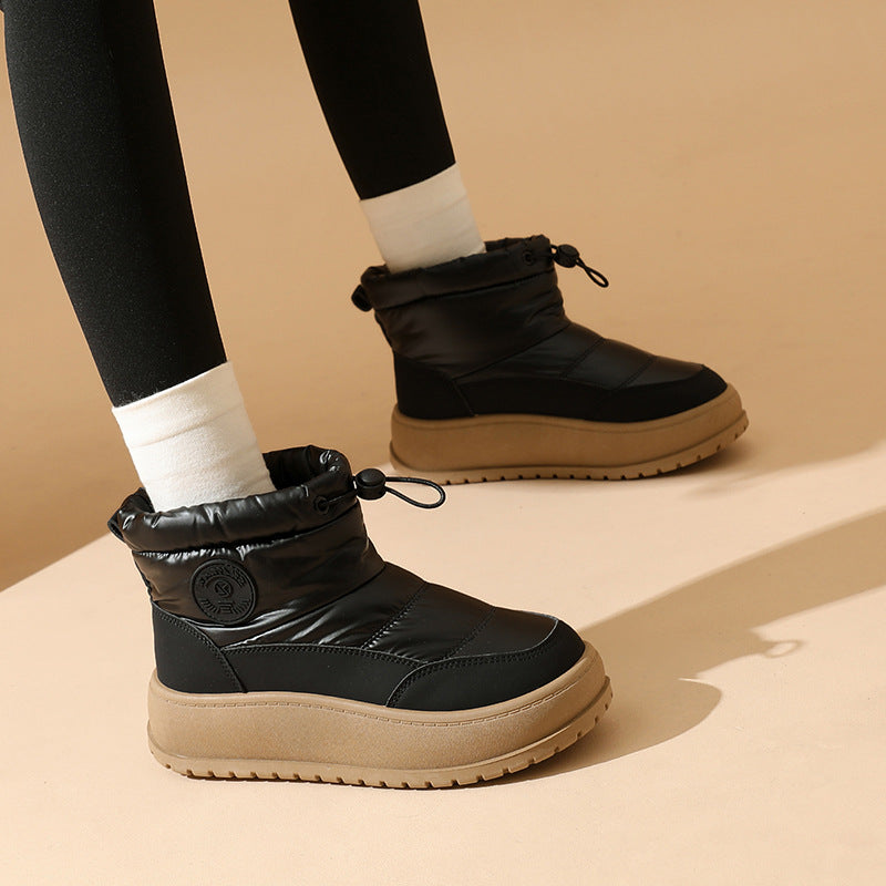 Damen Winterstiefel Warm Elastisch Schnürsenkel