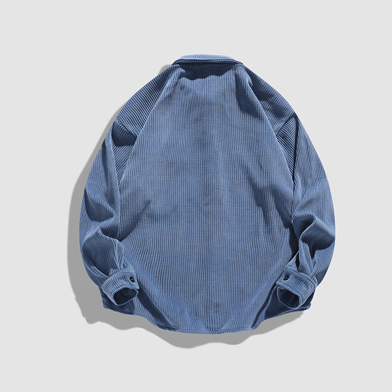Herren Kordhemdjacke Lässig Mit Brusttaschen