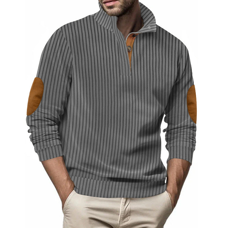 Herren Pullover Strukturiert Kontrast Patches Modern