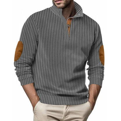 Herren Pullover Strukturiert Kontrast Patches Modern