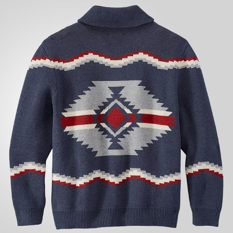 Herren Strickjacke Modern Ethno Design Knöpfe