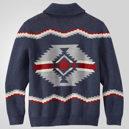 Herren Strickjacke Modern Ethno Design Knöpfe