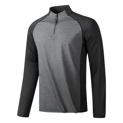 Herren Langarmshirt Funktionell Stehkragen Reißverschluss Sportlich