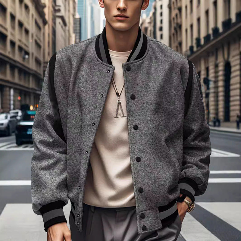 Herren Retro Collegejacke Sportlich mit Kontrastärmeln